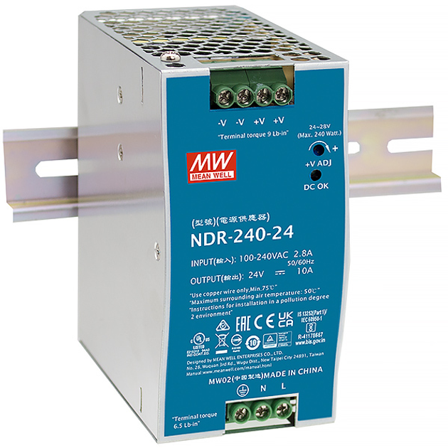 Блок питания 240W MEANWELL NDR-240-24 IP31 - изображение 1