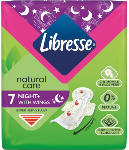 Прокладки гігієнічні Libresse Natural Care Night 7 шт (7322540611236) - зображення 2