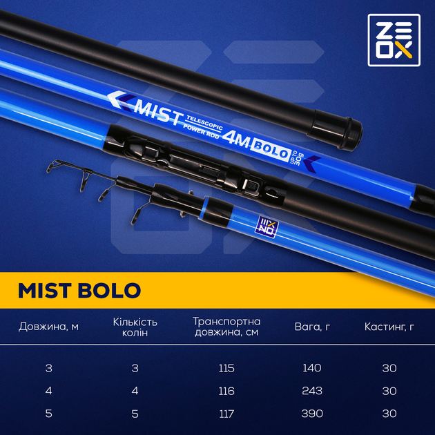 Вудка ZEOX Mist bolo 3.00м 30г NEW 2024 (186016) 2510050 - изображение 7