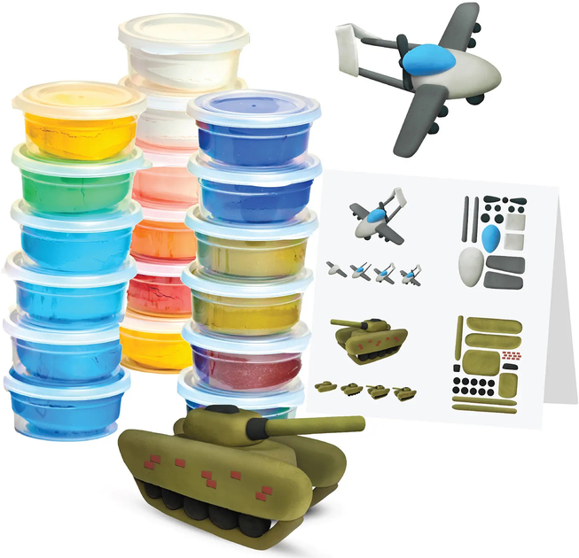 Набір пластиліну BERGER Kids Clay Army 18 баночок 270 г (8596165040316) - зображення 3