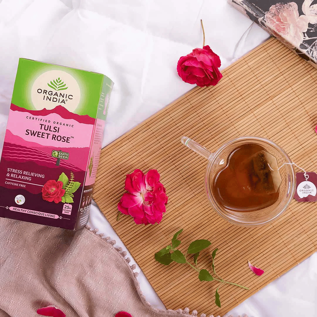 Органический индийский чай Тулси, сладкая роза 25 пакетиков Organic India 801541605002 - изображение 3