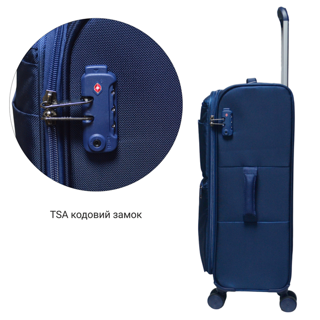 Чемодан текстильная ручная кладь 4 колеса замок TSA Goby London GB-3004/20 малый размер 50 40 20 в самолет син - Фото 7 Чемодан текстильная ручная кладь 4 колеса замок TSA Goby London GB-3004/20 малый размер 50 40 20 в самолет син - изображение 7