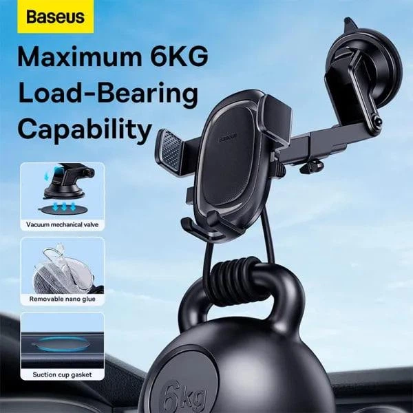 Автомобільний тримач для телефону Baseus UltraControl Pro Series Clamp-Type Car Holder Set для кріплення на панель/торпедо/лобове скло/дефлектор (C40351600113-00) Black - зображення 11