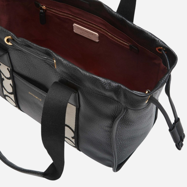 Torba shopper damska skórzana Coccinelle 2Day E1R7B110201-001 Czarna (800070338982) - obraz 4