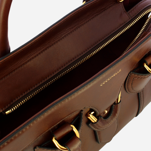 Torba shopper damska skórzana Coccinelle York E1REG180201-W97 Brązowa (800070326850) - obraz 5