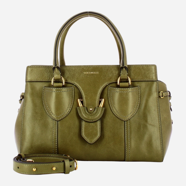 Torba shopper damska skórzana Coccinelle York E1REG180201-G35 Zielona (800070326848) - obraz 4