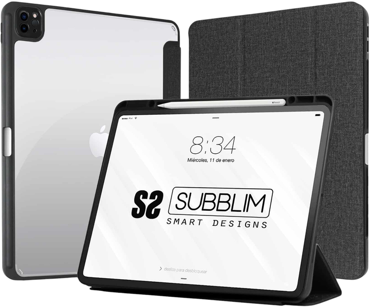 Etui z klapką SUBBLIM Clear Shock Case do Apple iPad Pro 11" Black (SUBCST-5SC400) - obraz 1