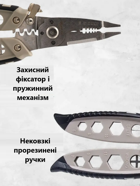 Многофункциональные клещи Tuosen 100478, пассатижи для зачистки проводов, обжима клемм, клещи электрика - изображение 7