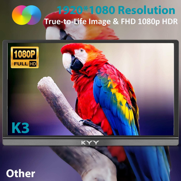 Монитор портативный KYY 15.6" 1080P FHD USB-C, miniHDMI, HDR, IPS, Smart Cover (K3) - изображение 2