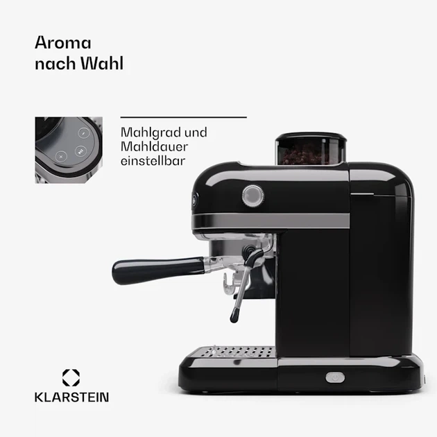 Кофемашина эспрессо-машина Klarstein Bella Café с кофемолкой черный цвет (10045450) - изображение 3