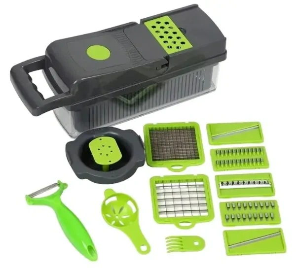 Многофункциональная овощерезка с сменными насадками 14в1 Vegetable Salad Cutter Терка для овощей с контейнером - Фото 8 Многофункциональная овощерезка с сменными насадками 14в1 Vegetable Salad Cutter Терка для овощей с контейнером - изображение 8
