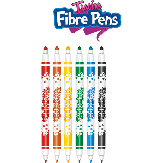 Фломастери Colorino Fibre Pens двосторонні 6 кольорів 6 шт ( 13437PTR/1) - Фото 2 Фломастери Colorino Fibre Pens двосторонні 6 кольорів 6 шт ( 13437PTR/1) - зображення 2