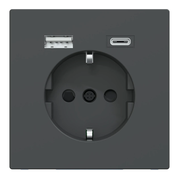 Розетка Schneider Electric Merten D-Life с заземлением + USB A+C 3 A антрацит MTN2367-6034 - Фото 1 Розетка Schneider Electric Merten D-Life с заземлением + USB A+C 3 A антрацит MTN2367-6034 - изображение 1