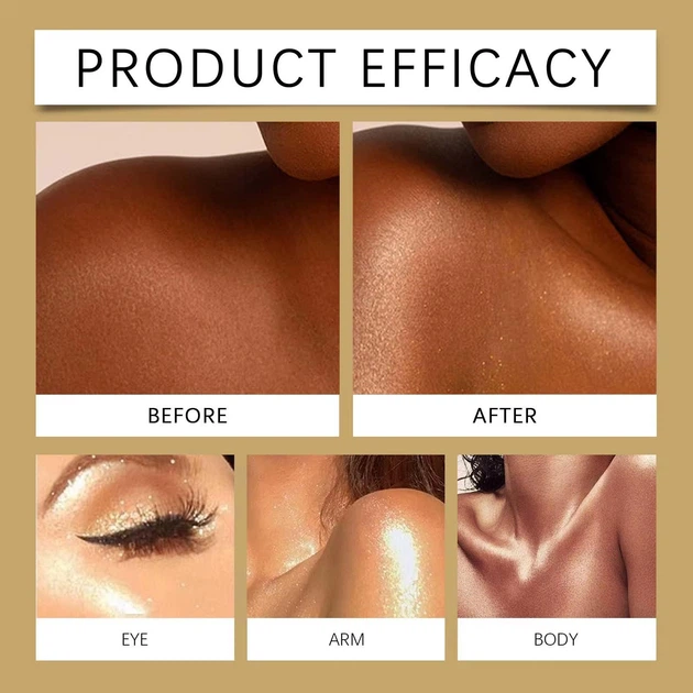 Шиммер для лица и тела Eelhope Gold Shimmer Dry Oil Блеск для тела - изображение 5