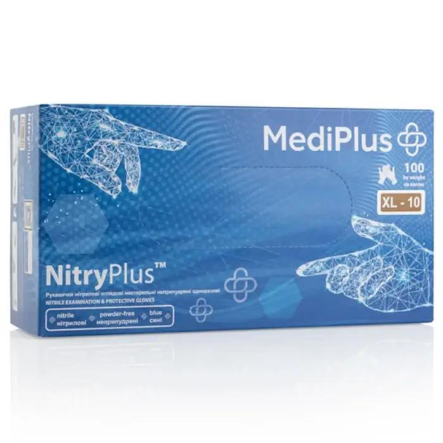 Нитриловые перчатки MediPlus NitryPlus, размер XL, голубые, 100 шт - изображение 1