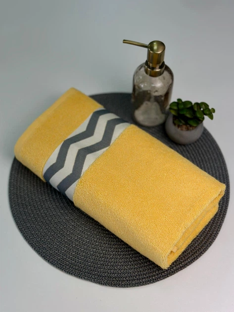 Махровое полотенце с зигзагами Osborn Textile 50х90 см Желтый 500 г\м2 - Фото 5 Махровое полотенце с зигзагами Osborn Textile 50х90 см Желтый 500 г\м2 - изображение 5