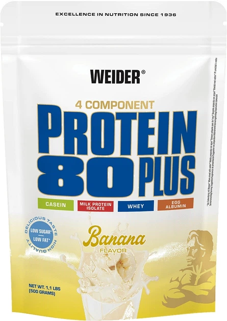 Протеїн Weider Protein 80+ 500 г Banana (4044782301555) - зображення 1