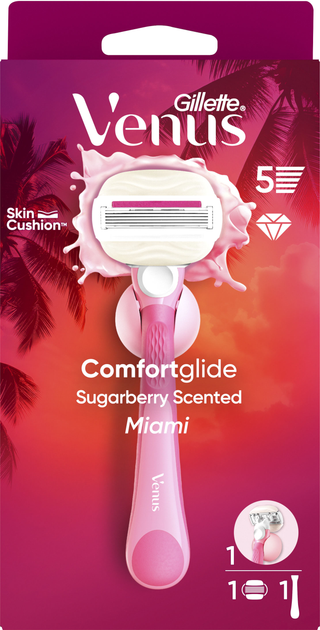 Станок для гоління жіночий (бритва) Venus Comfortglide Miami Sugarberry з 1 змінним картриджем (8700216674195) - зображення 2