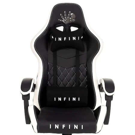 Геймерське крісло Infini Five чорно-біле -Стильний дизайн та неймовірний комфорт - зображення 6