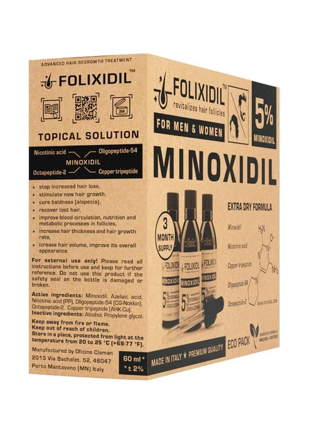 Комплект Folixidil 5% ( Міноксидил ) для росту волосся на 3 місяця - зображення 2