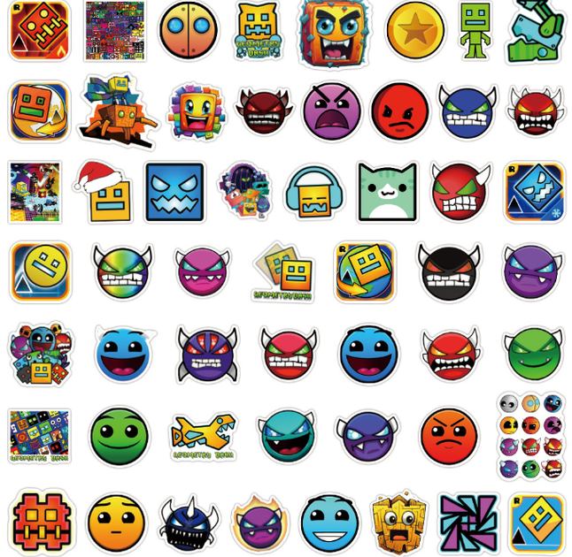 Набор наклеек самоклеящихся Geometry Dash наклейки на авто телефон ноутбук 50шт (AN) 715 - Фото 3 Набор наклеек самоклеящихся Geometry Dash наклейки на авто телефон ноутбук 50шт (AN) 715 - изображение 3