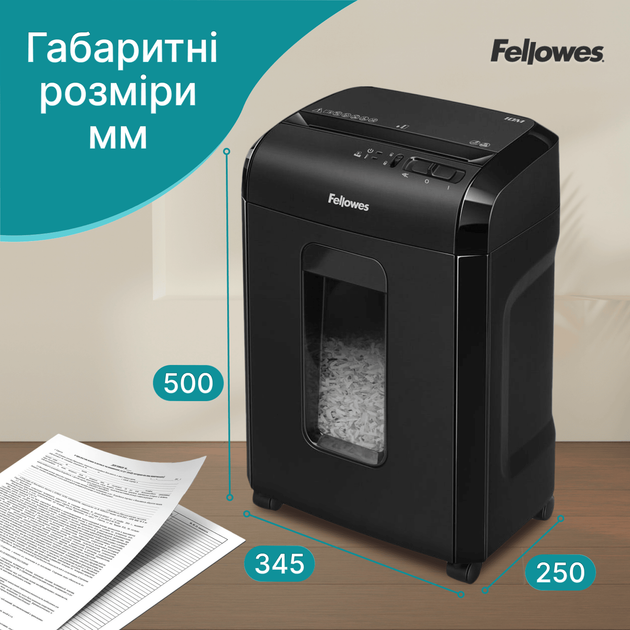 Шредер Fellowes 10M 8 листов 2x12 мм 19 л (F.U4630601) - изображение 6