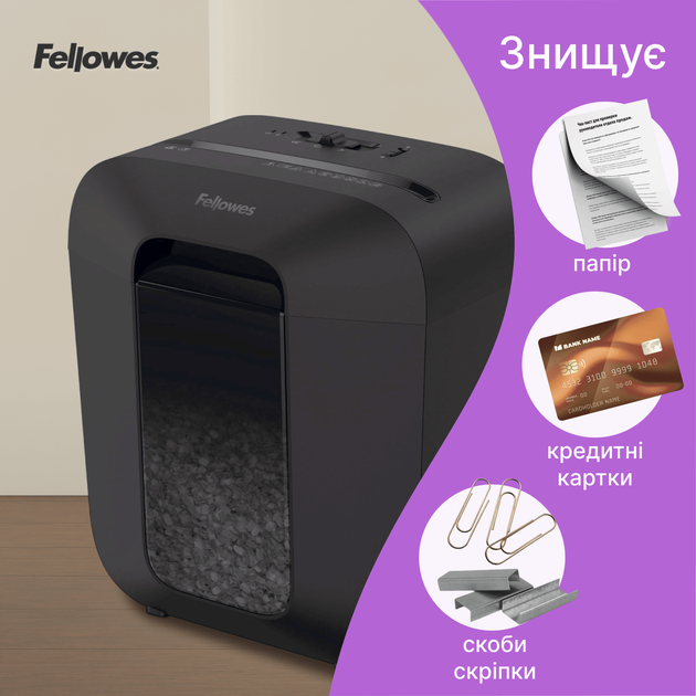 Шредер Fellowes LX25M Mini-Cut 4 листов 4x12 мм 11.5 л (f.U4170601) - изображение 3