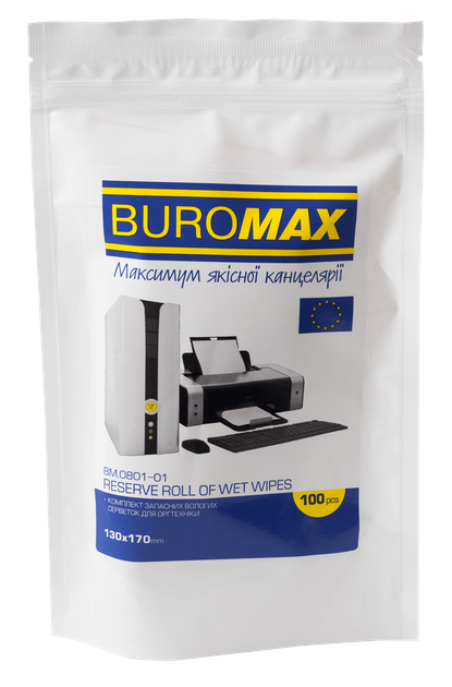 Очисні серветки Buromax для очищення оргтехніки, поверхонь і офісних меблів 100 шт. (BM.0801-01) - зображення 3