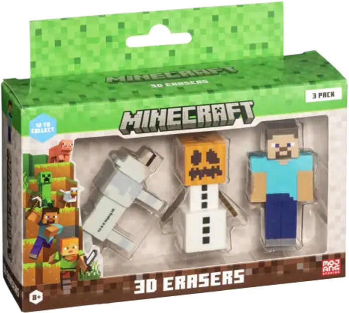 Набір фігурок Minecraft 3D гумки Wer.B 3 шт (7290120514232) - зображення 1