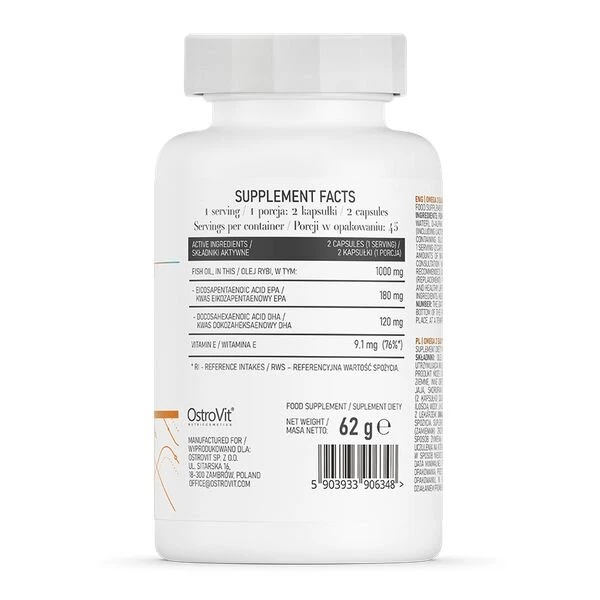 Жирні кислоти OstroVit Omega 3 Easy to Swallow, 90 капсул ТЕРМІН 10.24 - зображення 2