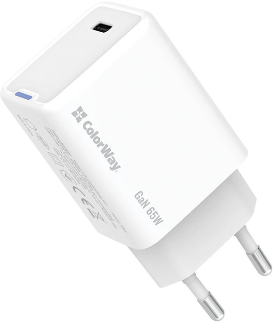 Сетевое зарядное устройство ColorWay GaN Mini 65W PD Port PPS USB-C White (CW-CHS049PD-WT) - изображение 2