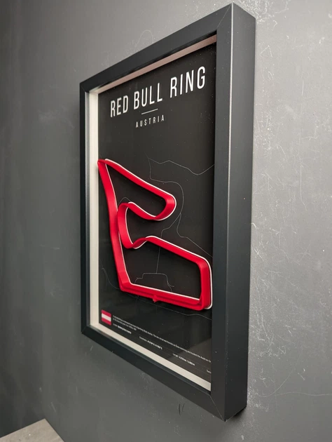 Об'ємна Рамка з 3D Трасою Red Bull Ring Circuit / Spielberg, Styria, Austria / Ред Булл Ринг в Масштабі 1:40 000 Red Matte / Frame 32x23x3 - зображення 6