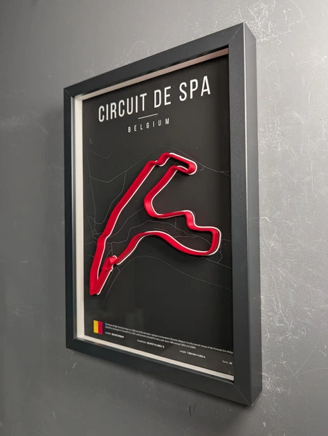 Об'ємна Рамка з 3D Трасою Circuit de Spa-Francorchamps / Stavelot, Belgium / Спа-Франкоршам в Масштабі 1:40 000 Red Matte / Frame 32x23x3 - Фото 5 Об'ємна Рамка з 3D Трасою Circuit de Spa-Francorchamps / Stavelot, Belgium / Спа-Франкоршам в Масштабі 1:40 000 Red Matte / Frame 32x23x3 - зображення 5
