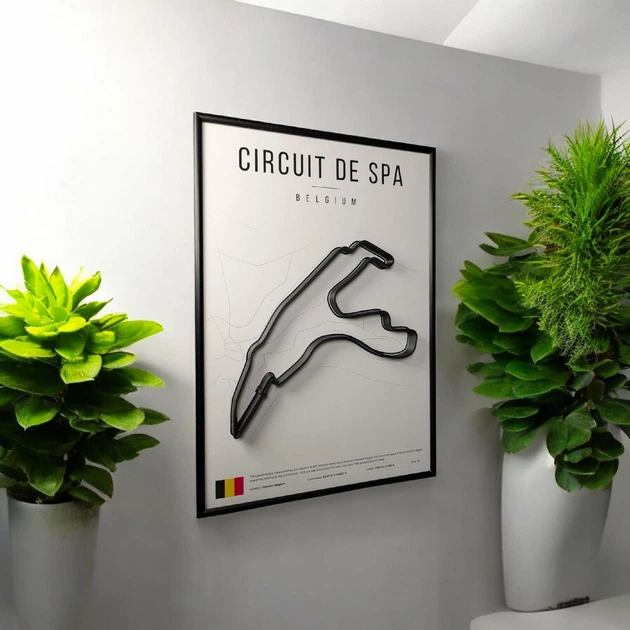 Металева Рамка 30x21см з 3D Трасою Circuit de Spa-Francorchamps / Stavelot, Belgium / Спа-Франкоршам в Масштабі 1:40 000 Black Matte / Рамка-Підставка 2в1 на Стіну або Полку - зображення 2