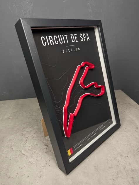 Об'ємна Рамка з 3D Трасою Circuit de Spa-Francorchamps / Stavelot, Belgium / Спа-Франкоршам в Масштабі 1:40 000 Red Matte / Frame 32x23x3 - Фото 8 Об'ємна Рамка з 3D Трасою Circuit de Spa-Francorchamps / Stavelot, Belgium / Спа-Франкоршам в Масштабі 1:40 000 Red Matte / Frame 32x23x3 - зображення 8