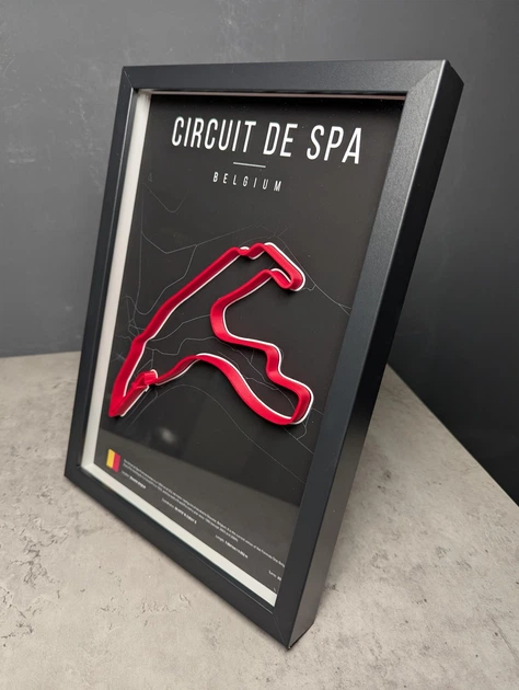 Об'ємна Рамка з 3D Трасою Circuit de Spa-Francorchamps / Stavelot, Belgium / Спа-Франкоршам в Масштабі 1:40 000 Red Matte / Frame 32x23x3 - Фото 10 Об'ємна Рамка з 3D Трасою Circuit de Spa-Francorchamps / Stavelot, Belgium / Спа-Франкоршам в Масштабі 1:40 000 Red Matte / Frame 32x23x3 - зображення 10