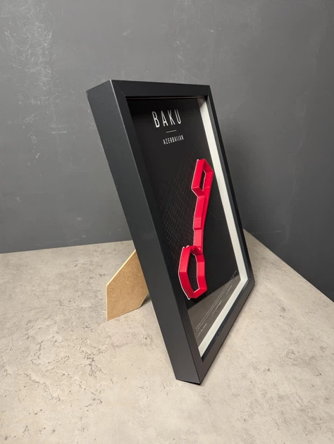 Объемная Рамка с 3D Трассой BAKU Circuit (Bakı Şəhər Halqası) / Baku, Azerbaijan / Баку в Масштабе 1:40 000 Red Matte / Frame 32x23x3 - изображение 14