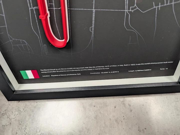 Объемная Рамка с 3D Трассой MONZA Circuit / Province of Monza and Brianza, Italy / Монза в Масштабе 1:40 000 Red Matte / Frame 32x23x3 - Фото 4 Объемная Рамка с 3D Трассой MONZA Circuit / Province of Monza and Brianza, Italy / Монза в Масштабе 1:40 000 Red Matte / Frame 32x23x3 - изображение 4