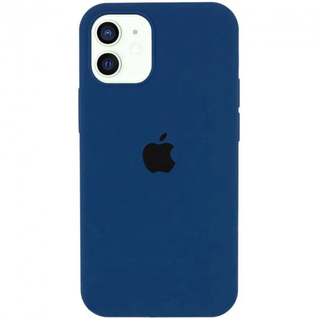 Чехол Silicone case для IPhone 12 Navy Blue темно синий - Фото 1 Чехол Silicone case для IPhone 12 Navy Blue темно синий - зображення 1