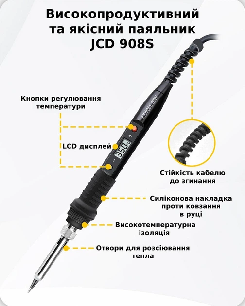 Комплект электрического паяльника JCD 80W с ЖК дисплеем в футляре (черный) - изображение 2