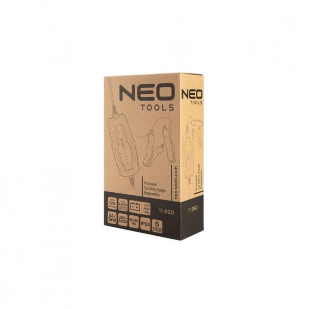 Зарядний пристрій автомобільного акумулятора Neo Tools 2А/35Вт, 4-60Ач, для кислотних/AGM/GEL (11-890) (242431) - Фото 2 Зарядний пристрій автомобільного акумулятора Neo Tools 2А/35Вт, 4-60Ач, для кислотних/AGM/GEL (11-890) (242431) - зображення 2