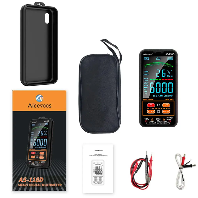 Цифровой мультиметр Aicevoos AS-118D для измерения напряжения тока температуры с автоопределением диапазона - Фото 2 Цифровой мультиметр Aicevoos AS-118D для измерения напряжения тока температуры с автоопределением диапазона - изображение 2