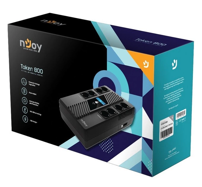 Ибп на 8 розеток NJOY Token 800 (UPCSBLS680TTOAZ01B) с дисплеем и USB - изображение 4