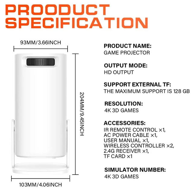 Смарт проєктор геймерський з 2 джойстиками 64Gb Android 11 C50 Max - изображение 3