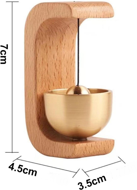 Дерев'яний дзвіночок для дверей Wooden Bell с-подібний бездротовий дзвінок на магніті, світлий коричневий (98481015) - зображення 7