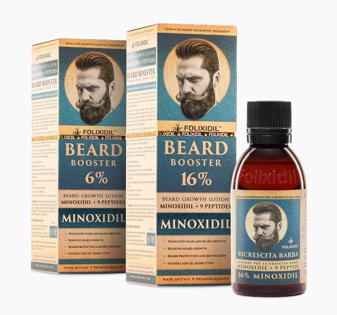 Міноксидил Folixidil Beard Booster 16% для росту волосся та бороди 60 мл - Фото 2 Міноксидил Folixidil Beard Booster 16% для росту волосся та бороди 60 мл - зображення 2
