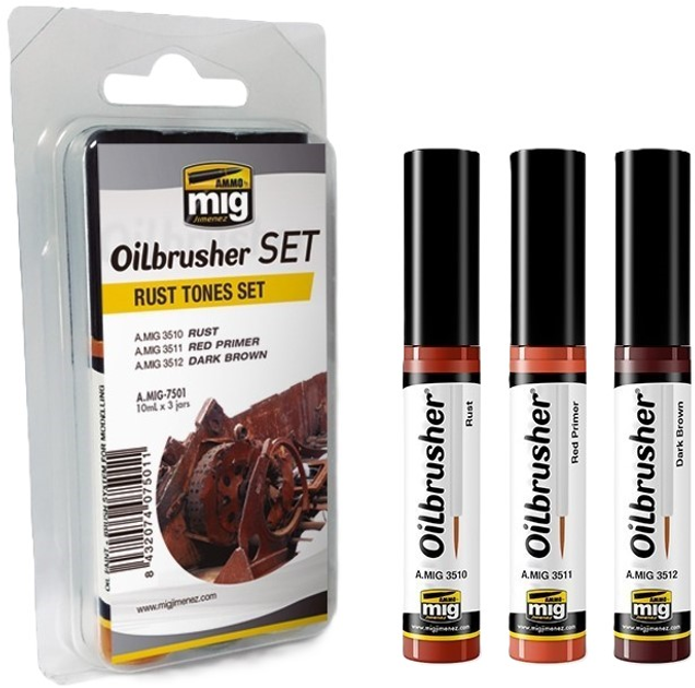 Zestaw farb Ammo Oilbrusher Set - Rust Tones 3 szt (8432074075011) - obraz 1