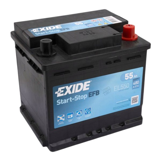 Аккумулятор автомобильный 55Ач 480А "+" справа EXIDE, EL550 – фото ...