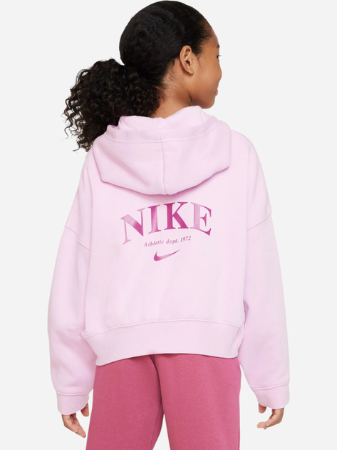 Bluza rozpinana z kapturem dziewczęca młodzieżowa Nike G Nsw Trend Flc Fz Hoodie DV2565-676 M (137-147 cm) Różowa - obraz 2