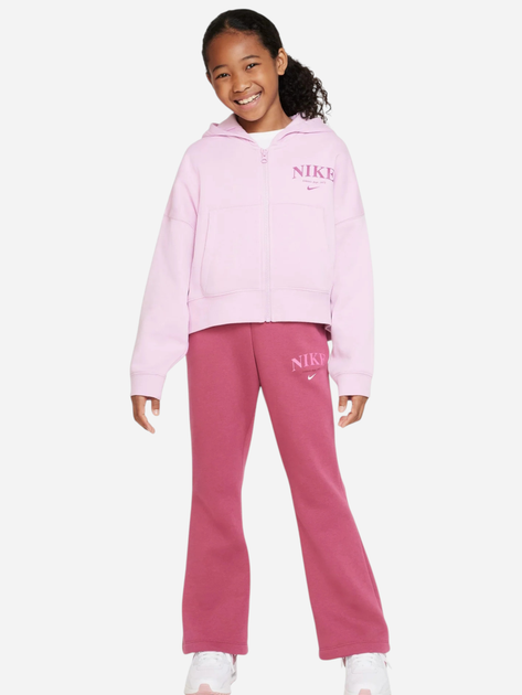 Підліткова тепла толстовка на флісі для дівчинки Nike G Nsw Trend Flc Fz Hoodie DV2565-676 M (137-147 см) Рожева (196152834638) - зображення 3